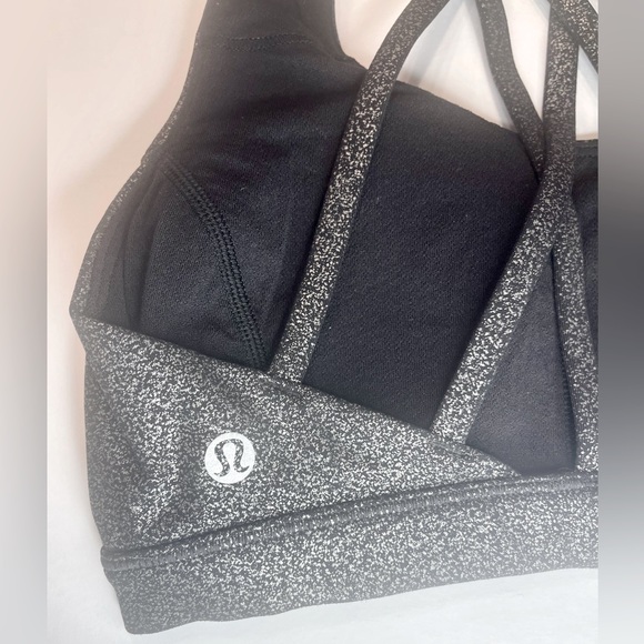 Lululemon Black/Silver Energy Sports Bra In Luminosity Foil Print Size 2 - Picture 6 of 7